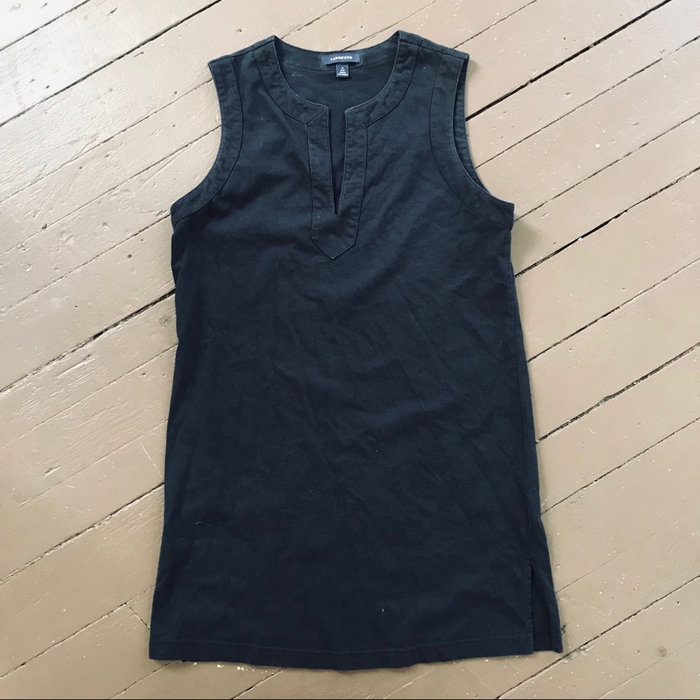90s black cotton jersey v neck dress